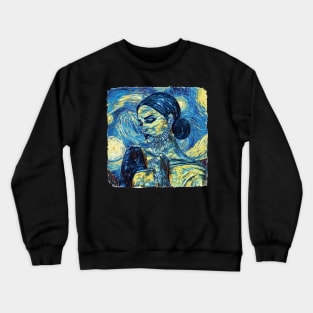 Woman in saree Van Gogh Style Crewneck Sweatshirt